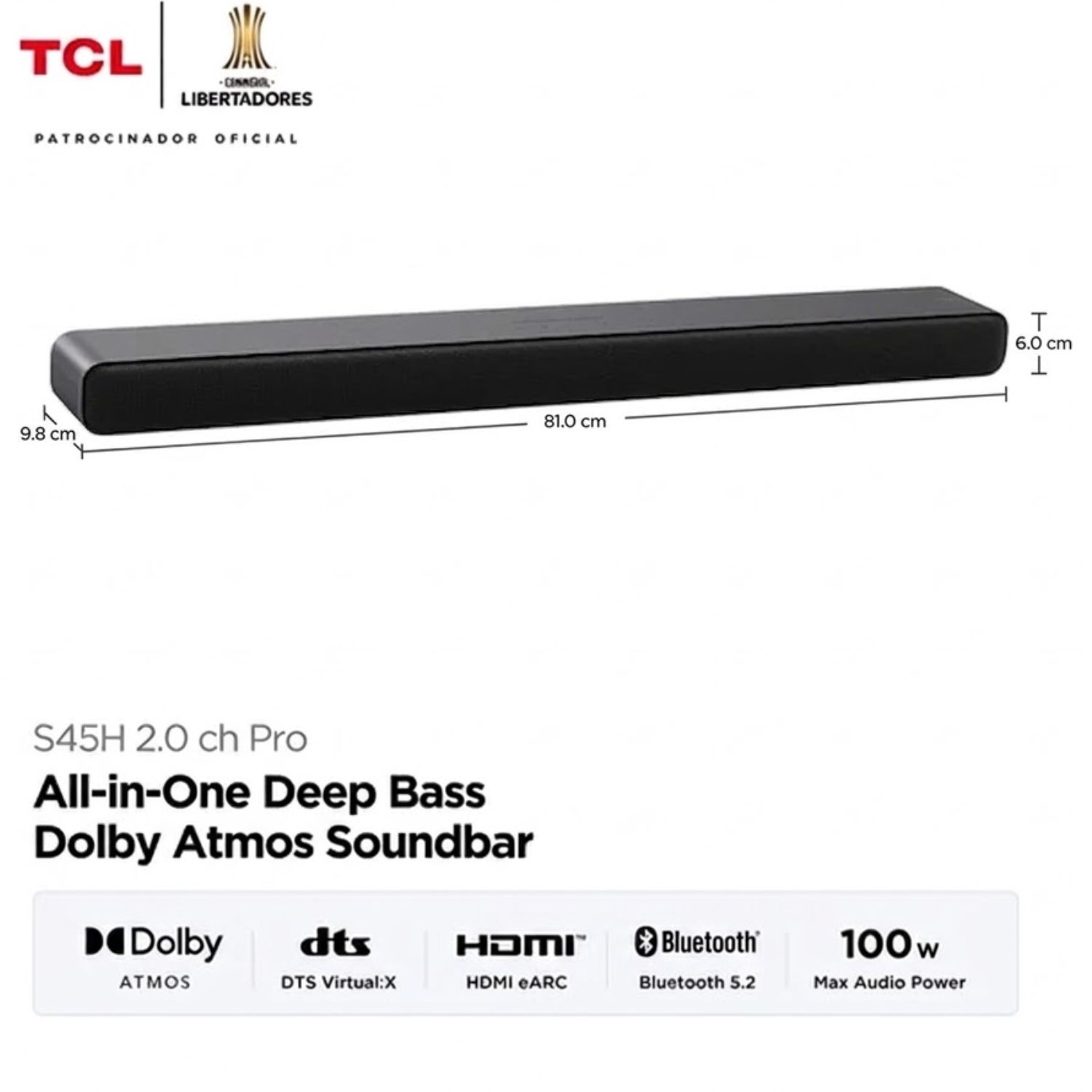 SOUNDBAR TCL BLUETOOTH 2.0 S45H NEGRO - 2