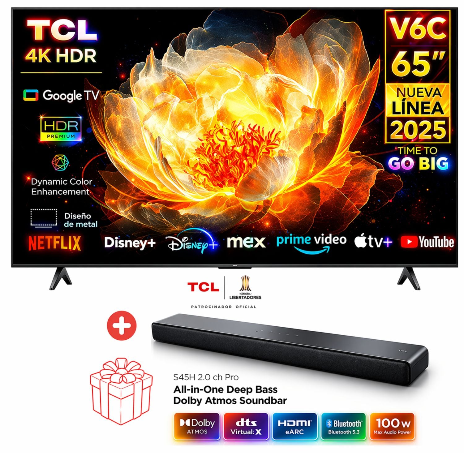 TELEVISOR TCL 65 UHD 4K SMART TV 65V6C + SOUNDBAR TCL - 1