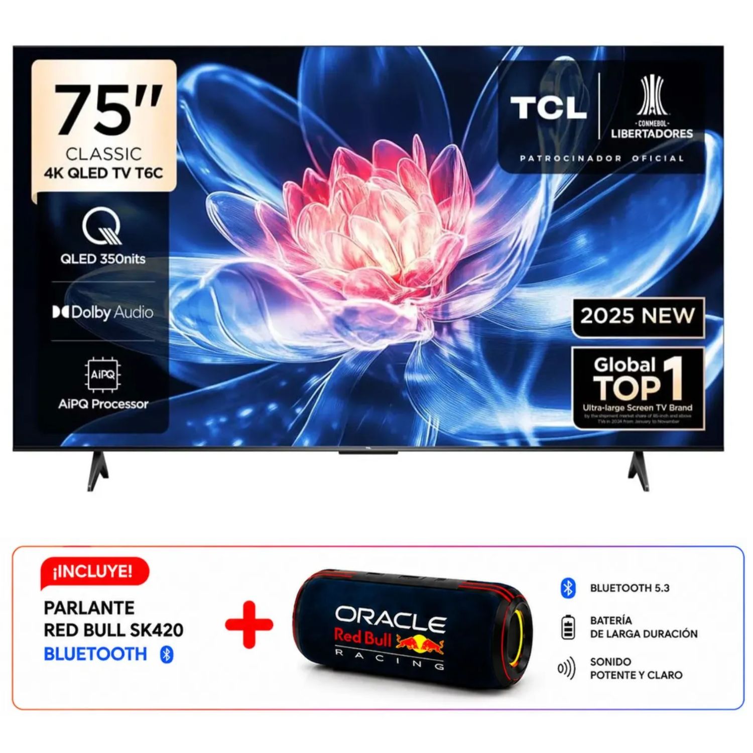 TELEVISOR TCL QLED 75 75T6C UHD 4K SMART TV + PARLANTE - 1