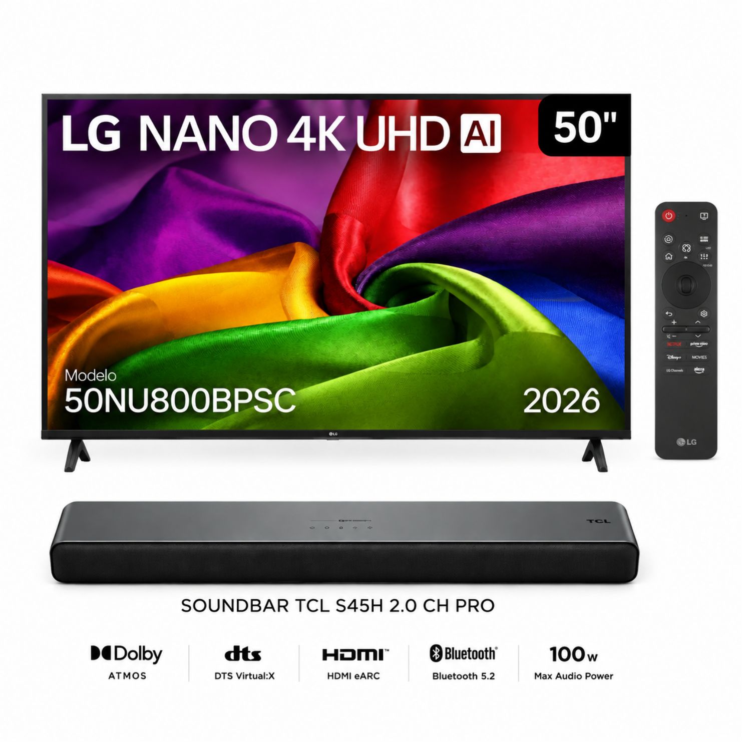 TELEVISOR LG 50 PULGADAS 4K ULTRA HD WEBOS 50NU800BPSC + SOUNDBAR TCL - 1