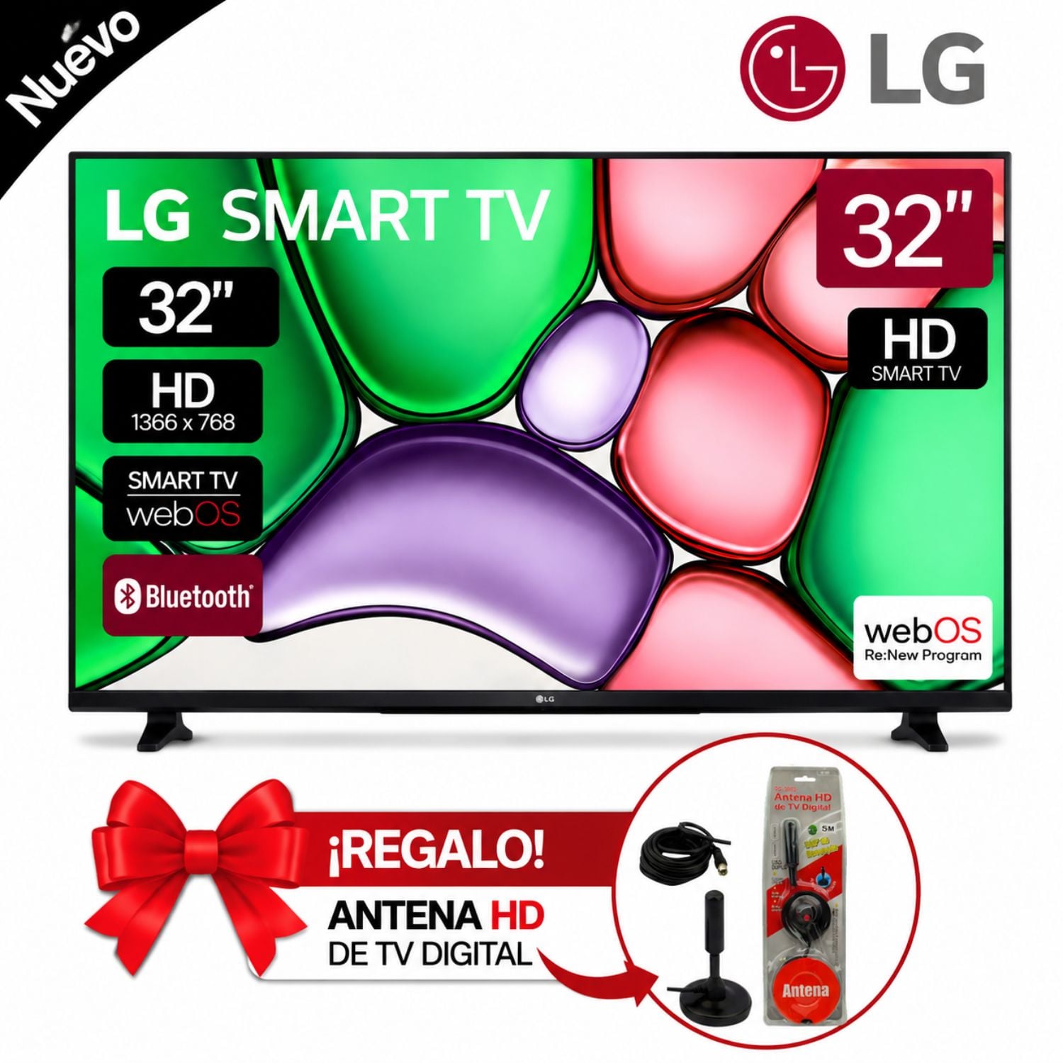 TELEVISOR LG SMART TV 32 LED HD 32LB650BPSA + ANTENA DIGITAL - 1