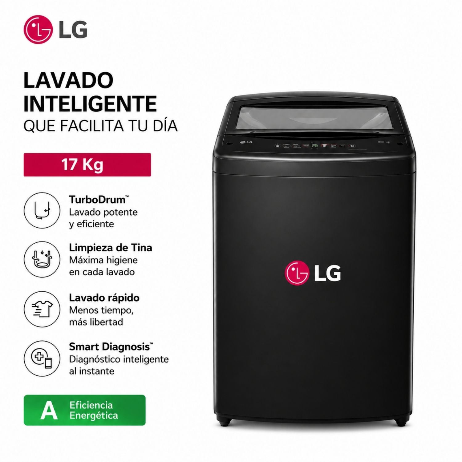 LAVADORA LG 17KG CARGA SUPERIOR TURBODRUM WT17OBVTB - 1