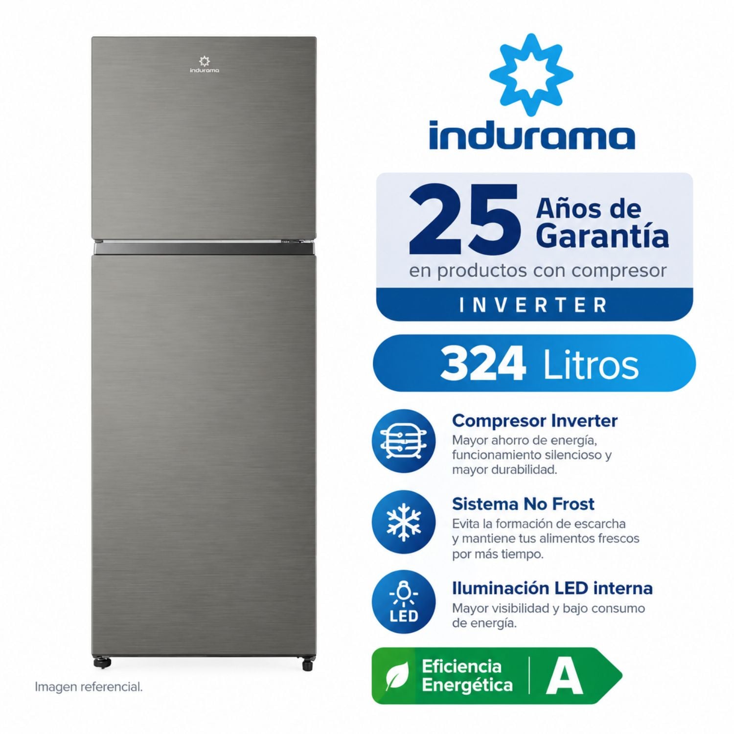 REFRIGERADORA CROMA TOP MOUNT 324L RI-439I INDURAMA. - 1