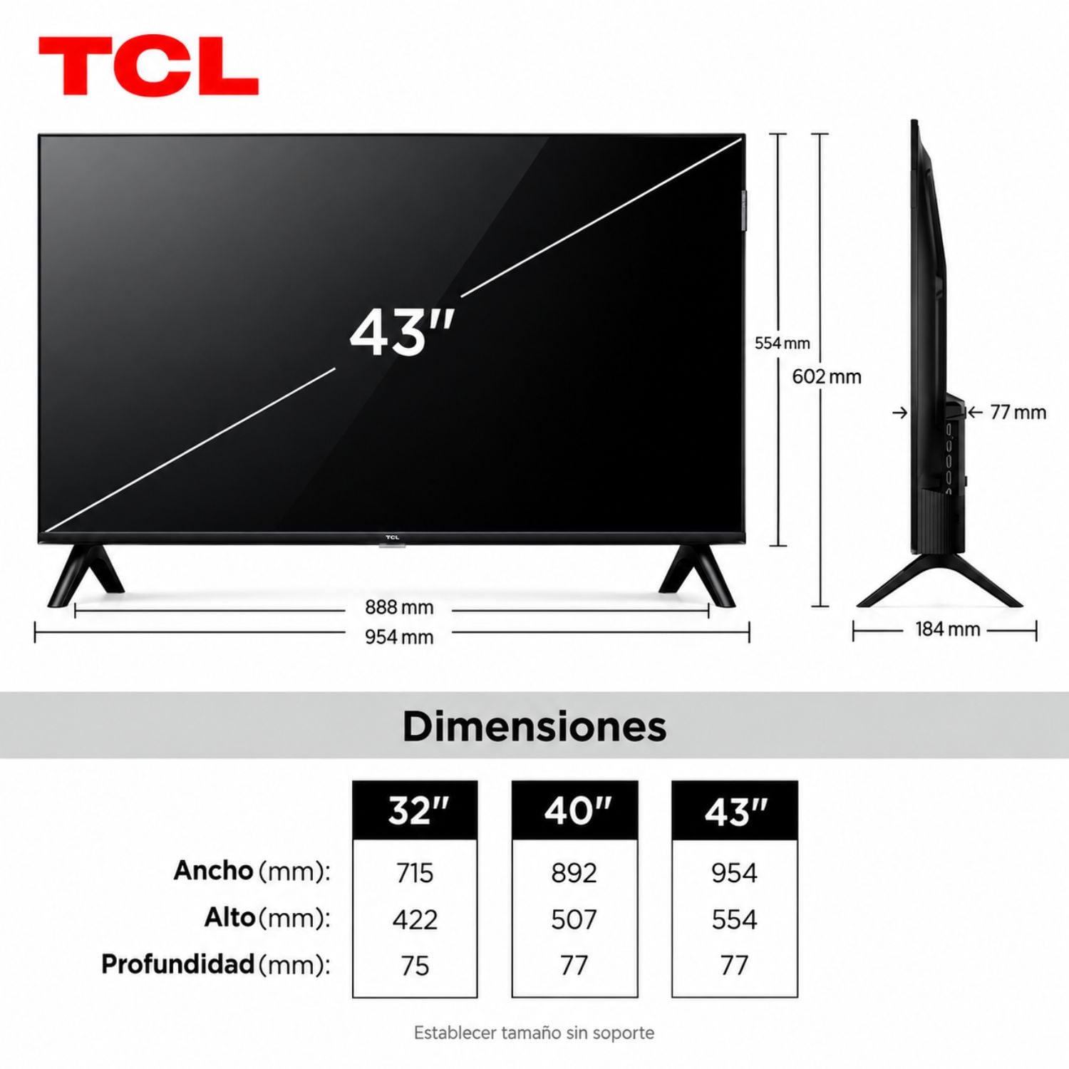 TELEVISOR TCL 43” QLED SMART TV FULL HD 43S5K CON GOOGLE TV - 4