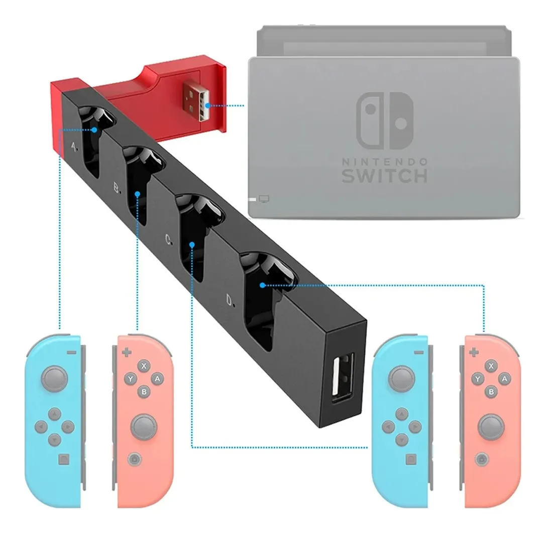 ESTACIÓN DE CARGA COMPATIBLE CON JOYCON NINTENDO SWITCH - 1