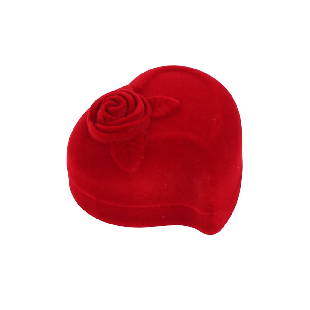 BELLEZA - ESTUCHE DE JOYERIA FORMA DE CORAZÓN CON ROSA ROJA - 1