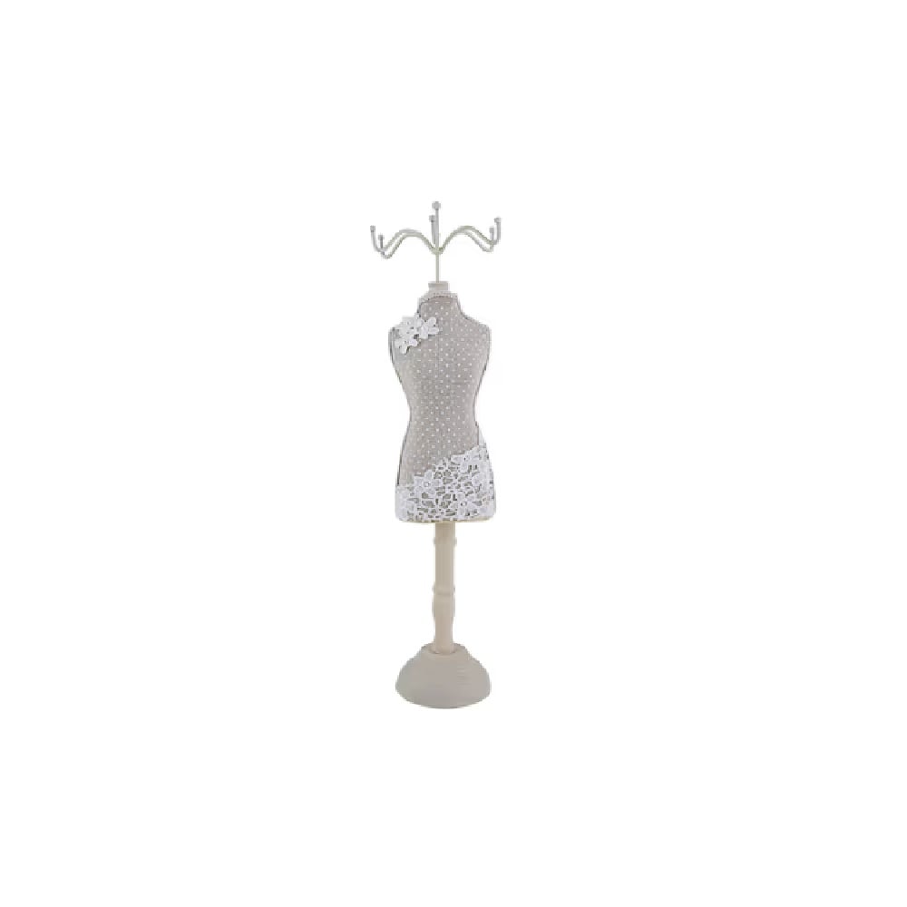 BELLEZA - PORTA JOYAS MANIQUÍ - IVORY C/ PUNTOS ENCAJE MULTICOLOR - 1