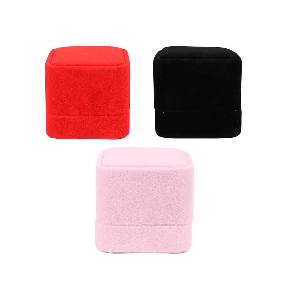 BELLEZA - ESTUCHE DE TERCIOPELO PARA ANILLO 3 COLORES MULTICOLOR - 1