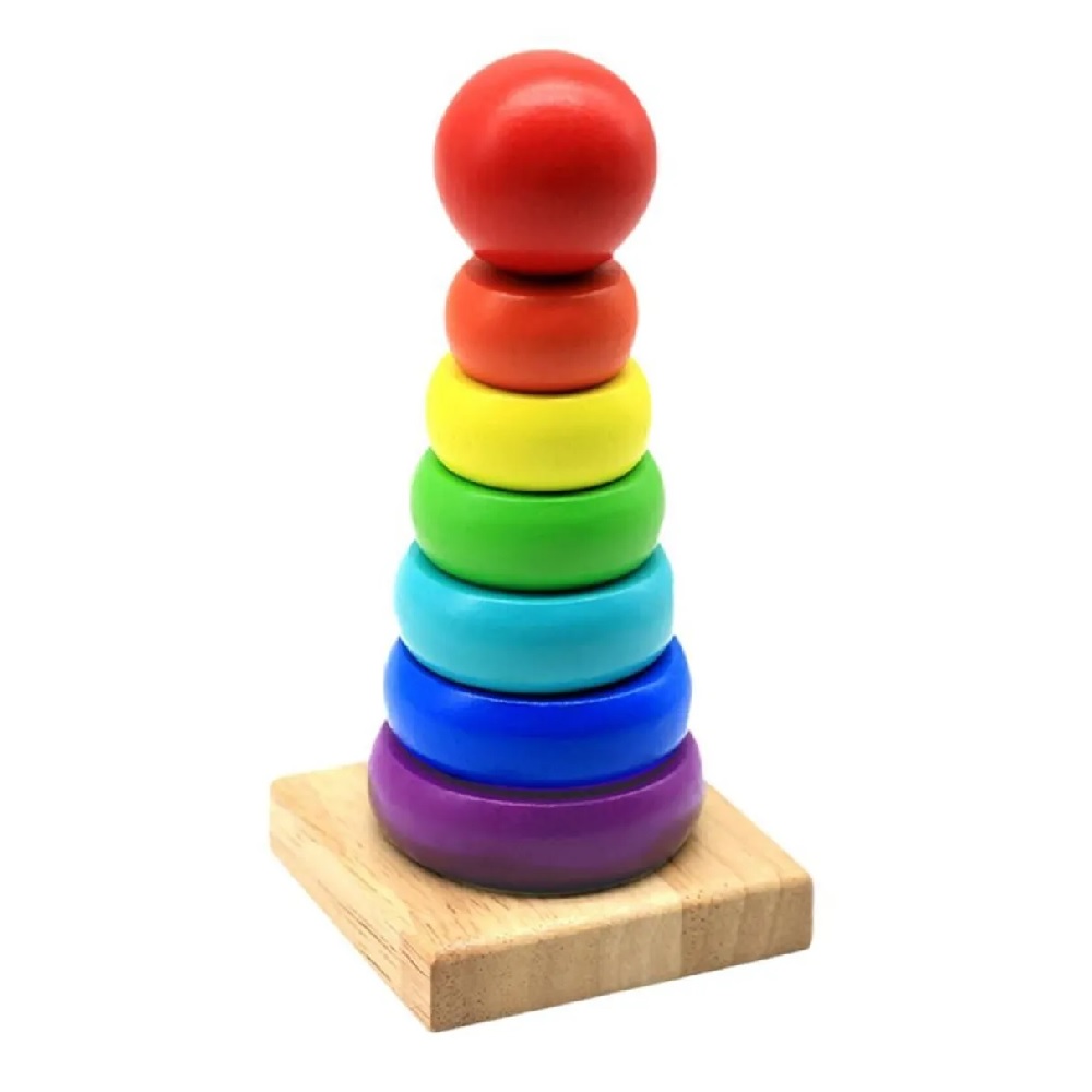 DIA DEL NIÑO - TORRE DIDÁCTICA ARCOIRIS 6 ANILLOS MULTICOLOR - 1