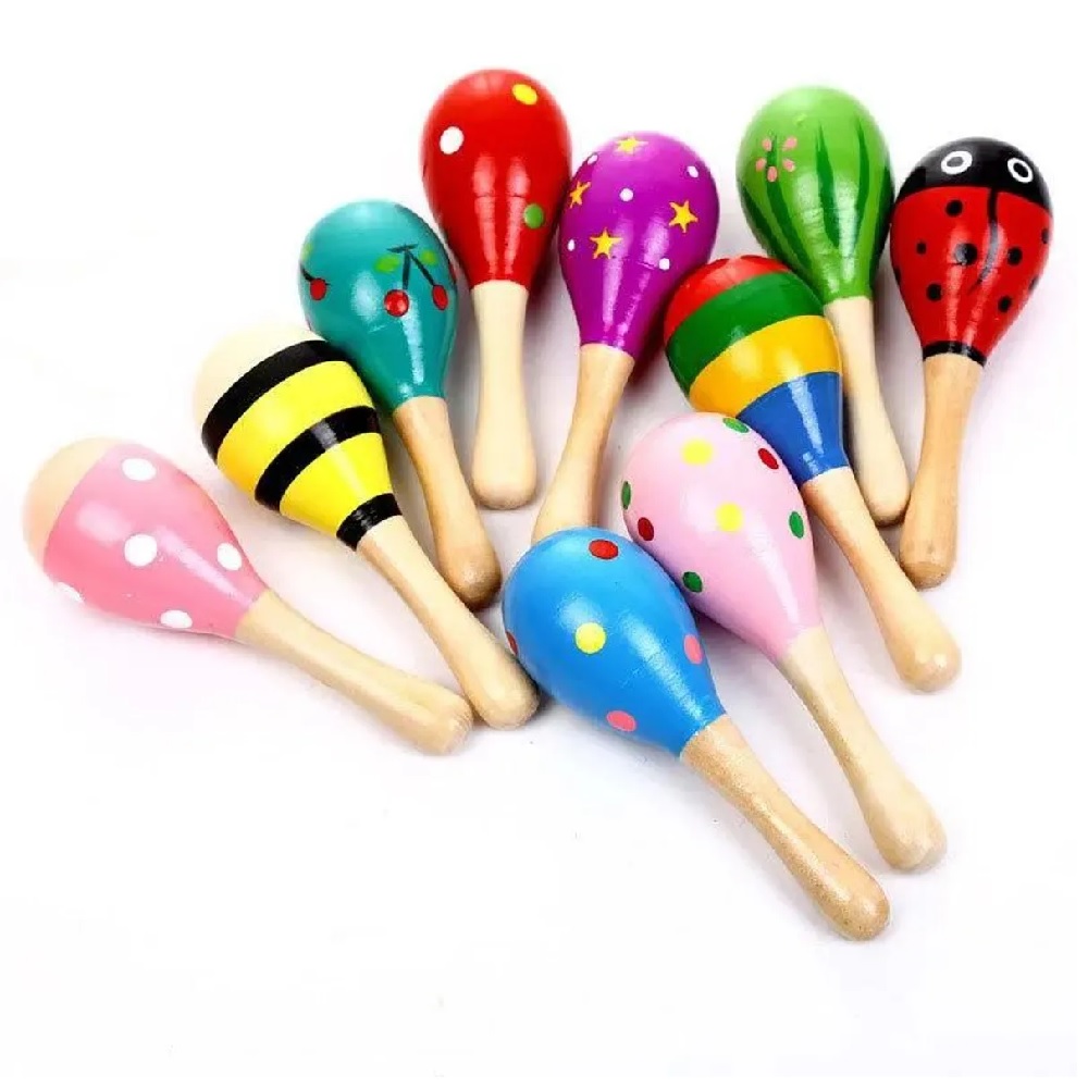DIA DEL NIÑO - INSTRUMENTO MUSICAL MARACAS DE MADERA MULTICOLOR - 1