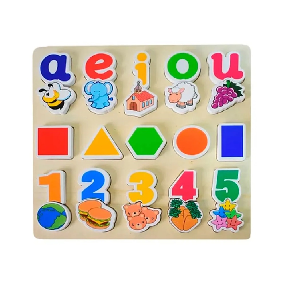 DIA DEL NIÑO - ROMPECABEZAS DE VOCALES NUMEROS Y FORMAS GEOMETRICAS MULTICOLOR - 1