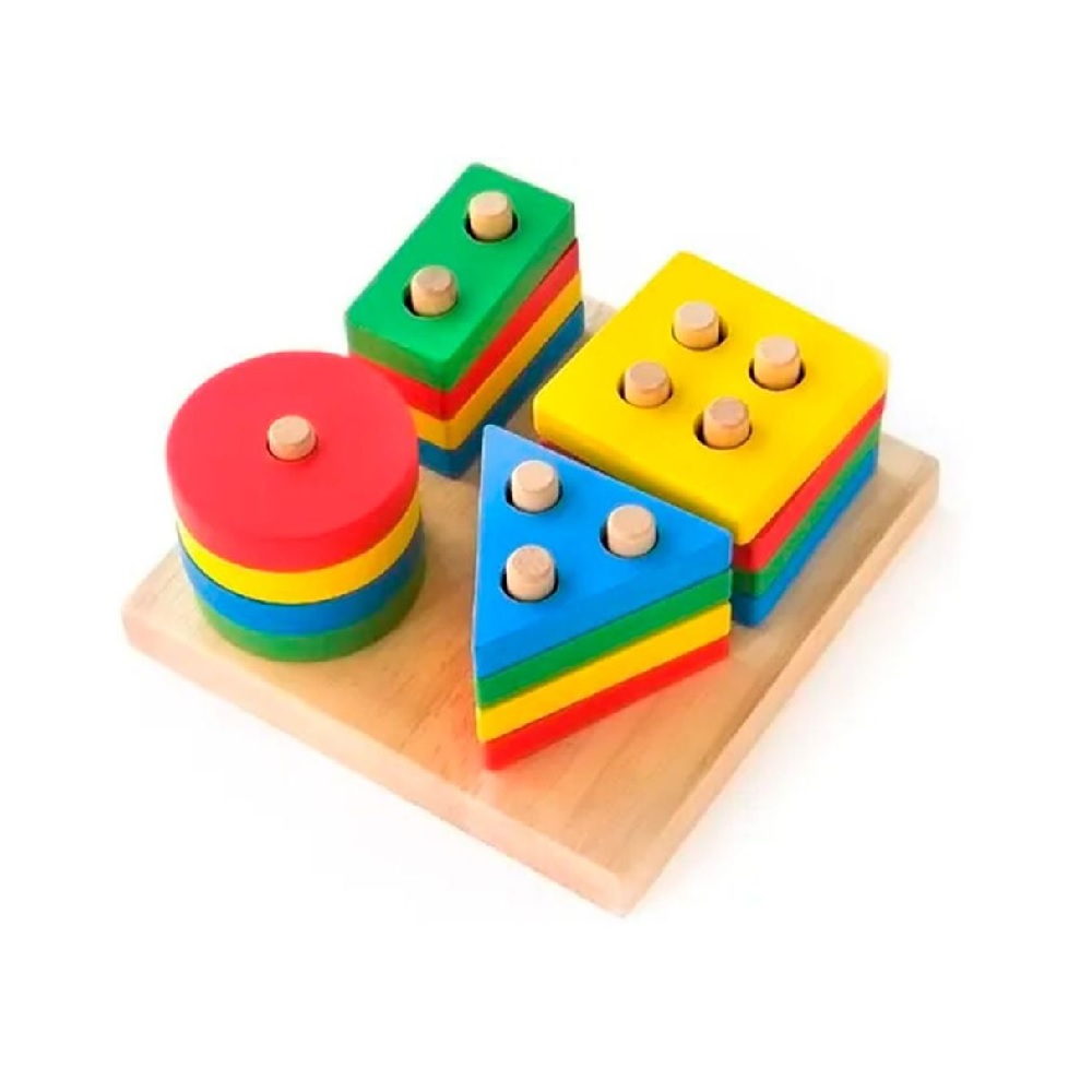 DIA DEL NIÑO - JUGUETE DIDACTICO DE ENCAJE DE 4 FIGURAS GEOMETRICAS MULTICOLOR - 1