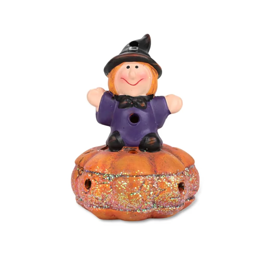 HALLOWEEN - BRUJA DECORATIVA DE PORCELANA LUZ LED COLOR - 1