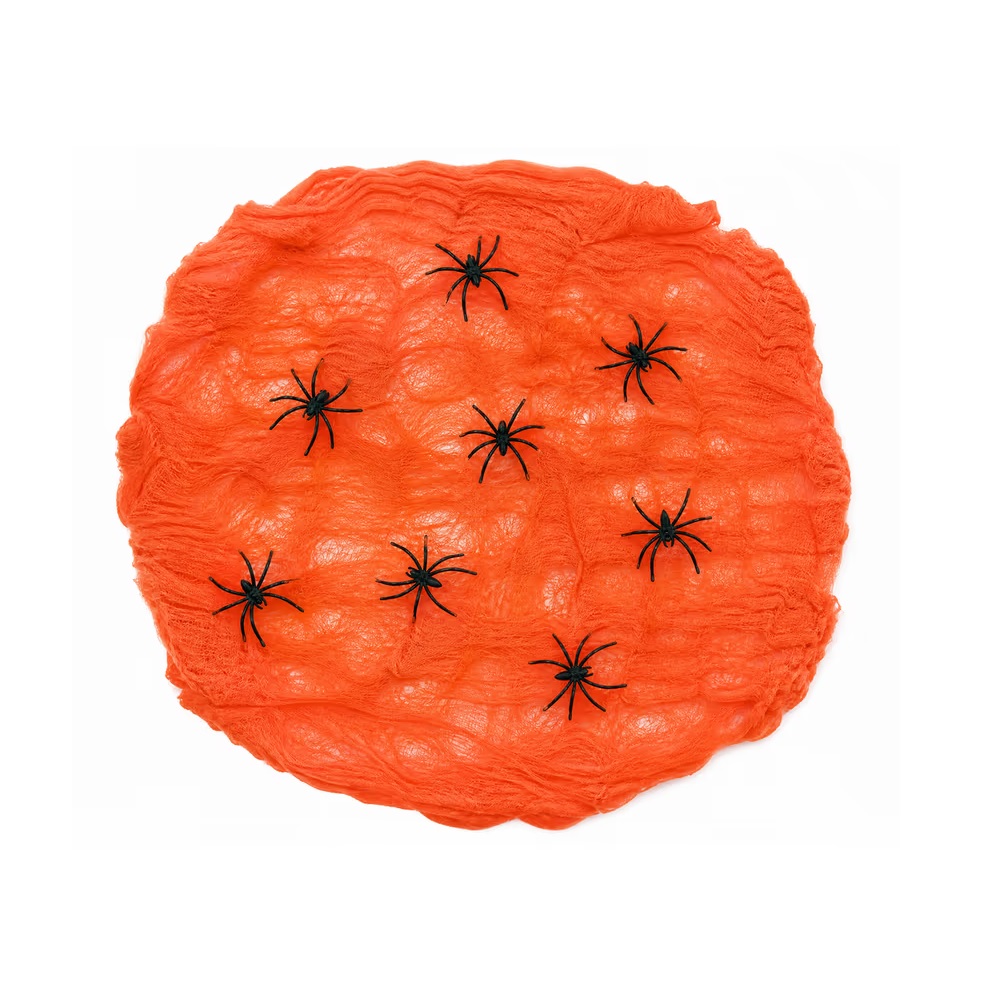 HALLOWEEN TOWN - TELARAÑA NARANJA CON ARAÑAS / ADORNOS - 1