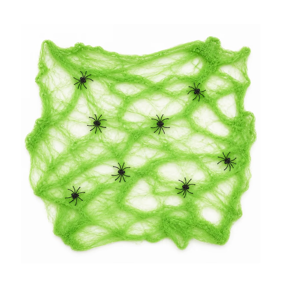 HALLOWEEN TOWN - TELARAÑA VERDE CON ARAÑAS - ADORNO - 1