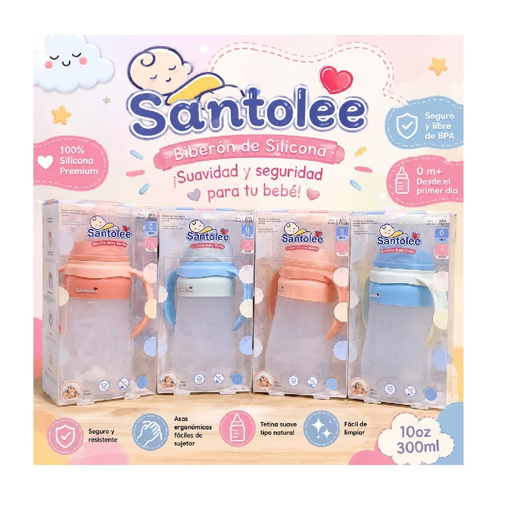BIBERÓN DE SILICONA PARA BEBE NIÑO - 10 OZ. - 2