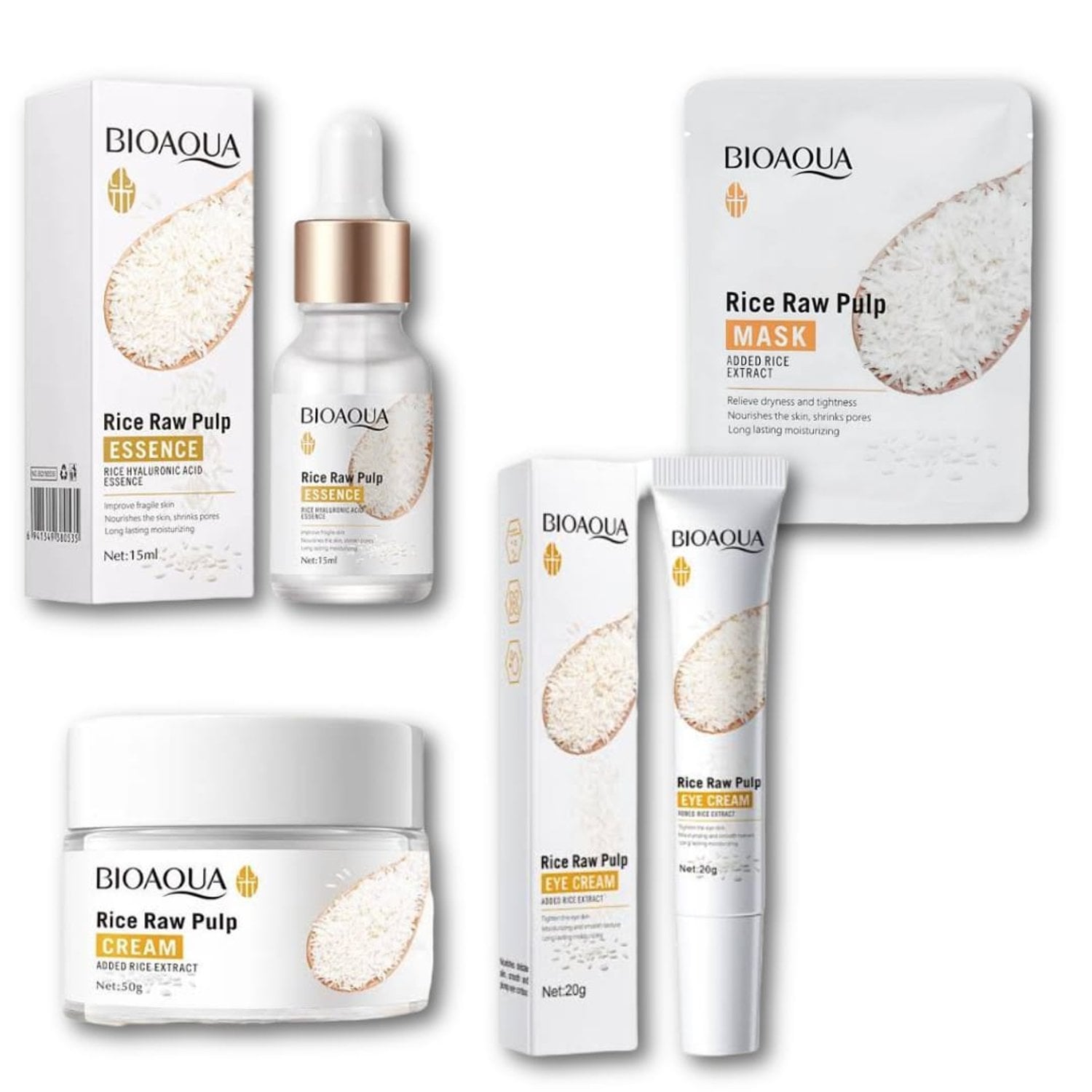 MASCARILLA BIOAQUA SERUM + CREMA HIDRATANTE + CONTORNO OJOS + ARROZ - 1