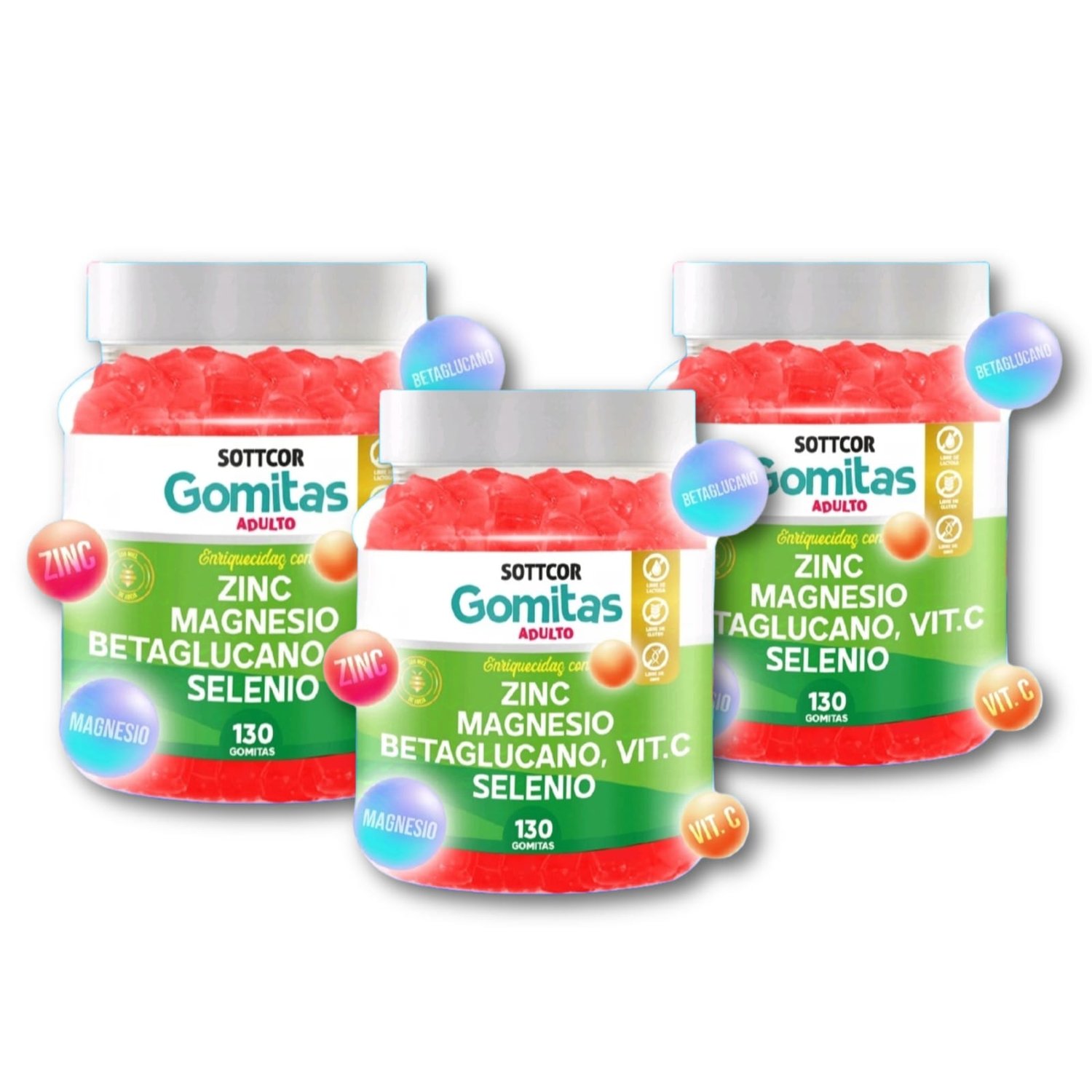 3 ZINC PARA ADULTOS 130 GOMITAS - SOTTCOR - 1