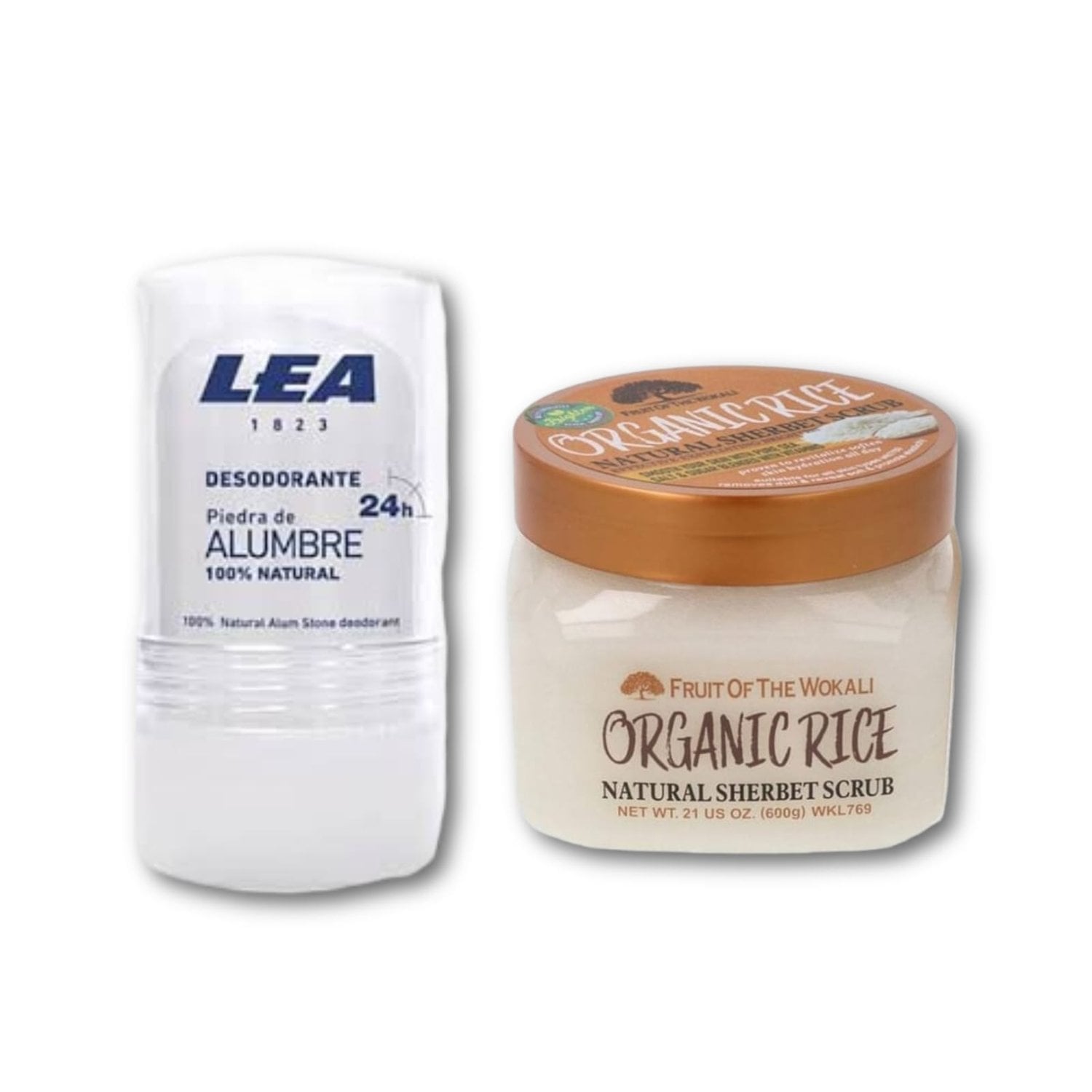 DESODORANTE PIEDRA ALUMBRE NATURAL + EXFOLIANTE ARROZ ORGÁNICO WOKALI - 1