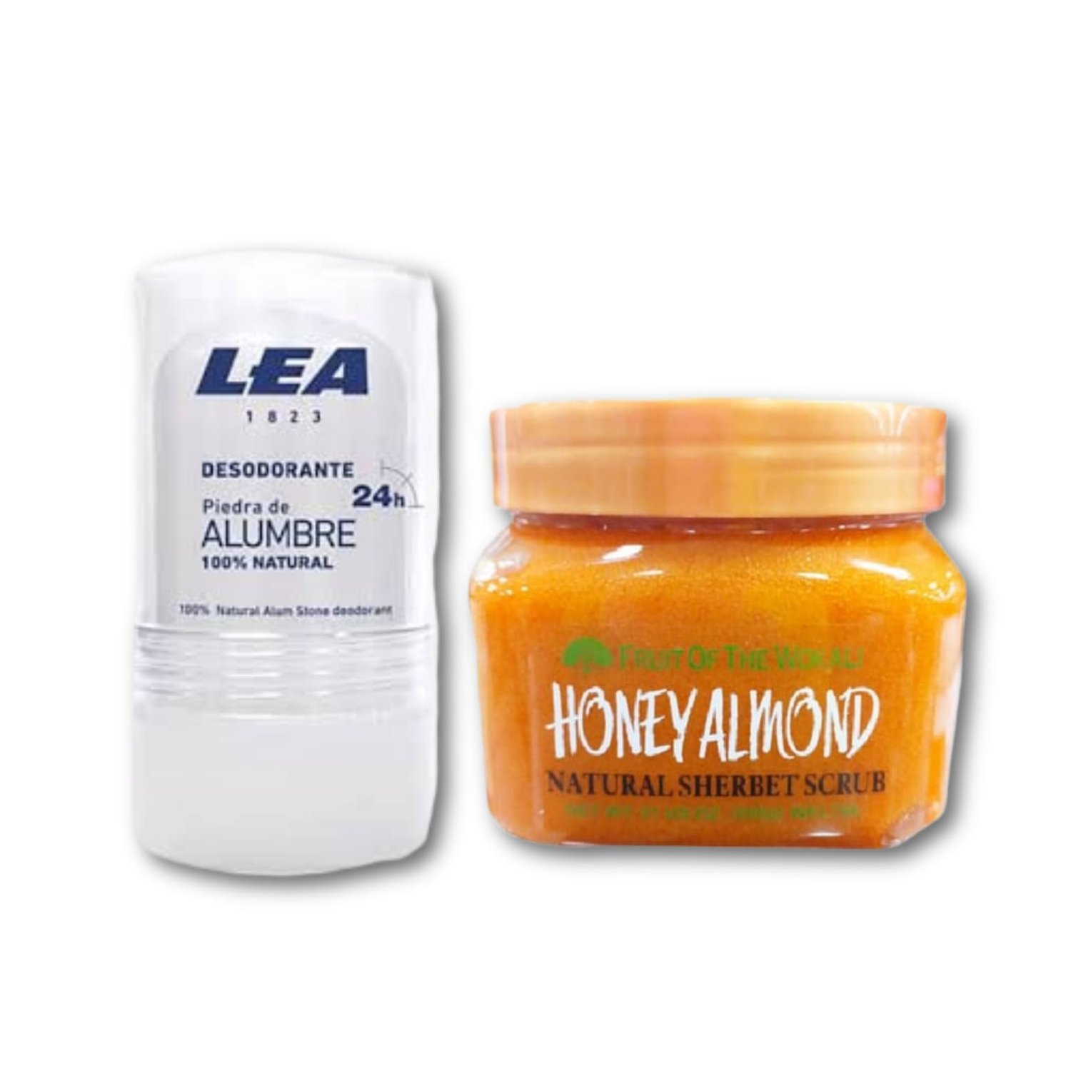 DESODORANTE PIEDRA ALUMBRE NATURAL + EXFOLIANTE HONEY ALMOND WOKALI - 1