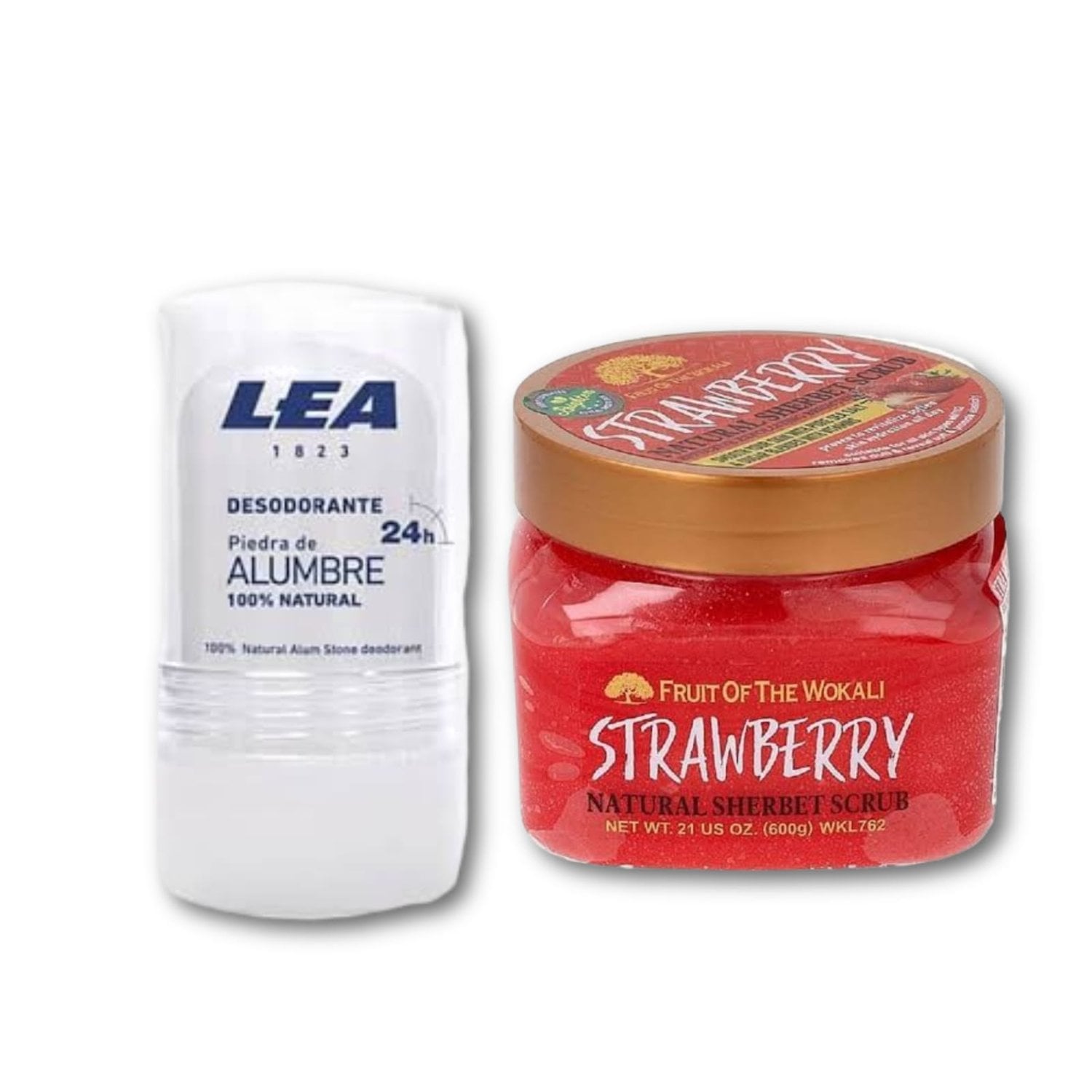DESODORANTE PIEDRA ALUMBRE NATURAL + EXFOLIANTE STRAWBERRY WOKALI - 1