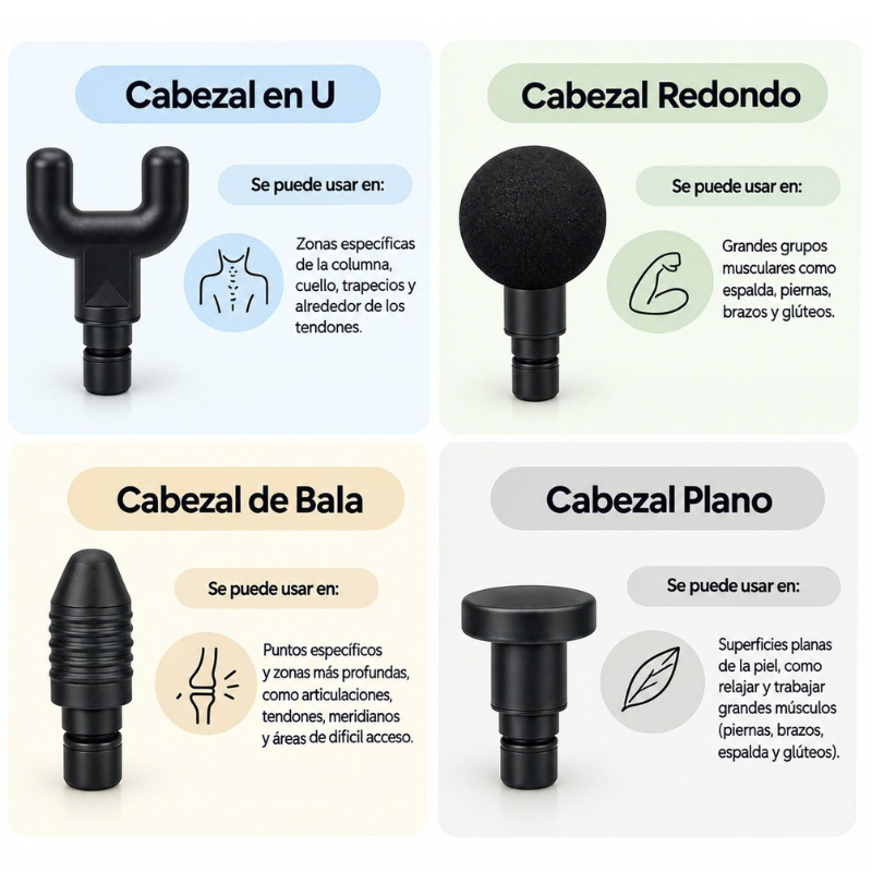 MASAJEADOR PERCUSIVO VICTORIA HAN – 6 NIVELES DE INTENSIDAD Y 4 CABEZALES/GRIS - 3