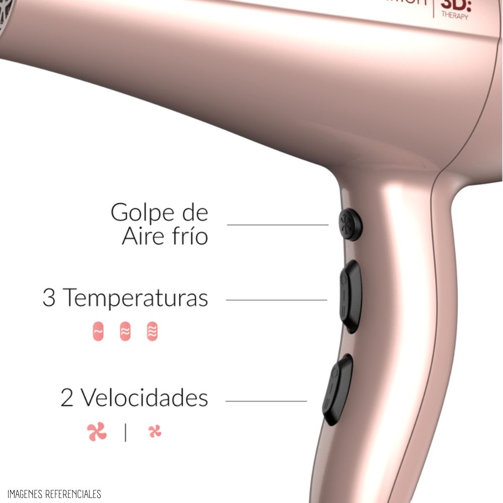 SECADORA CABELLO GAMA KERATION 2300W PROFESIONAL DIVA 3D ROSADO - 6