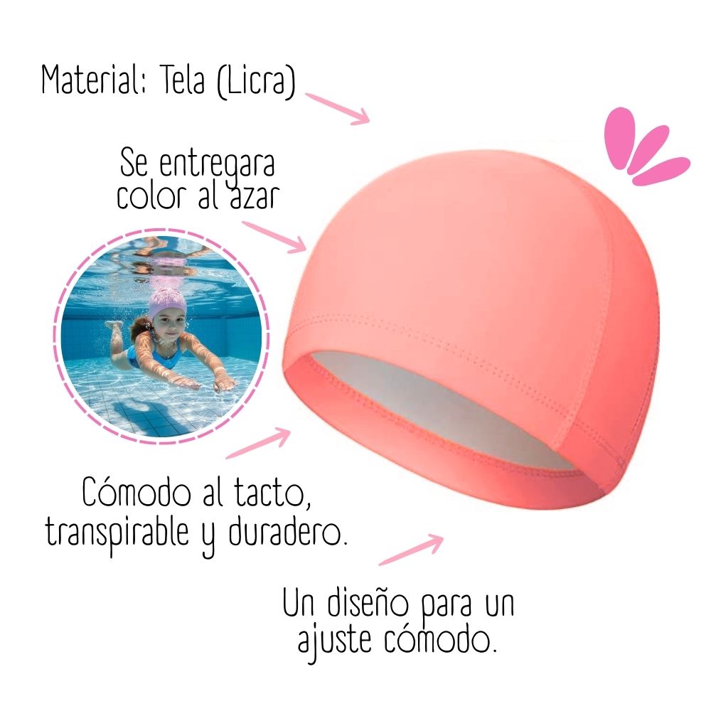 GORRO DE NATACION PARA NIÑOS DE TELA - RS - 2