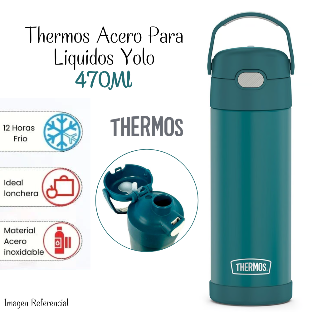 TOMATODO THERMOS F41101GRTD ACERO 470ML YOLO TÉRMICO VERDE - 1