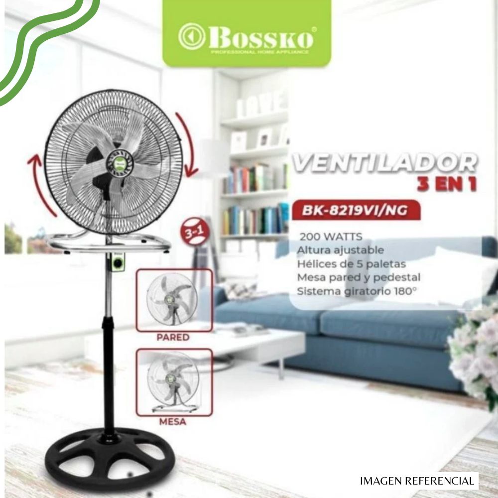 VENTILADOR BOSSKO BK-8219NG 200W 5 ASPAS 3 EN 1 18? BK-8219VI/NG X2UNIDADES - 4