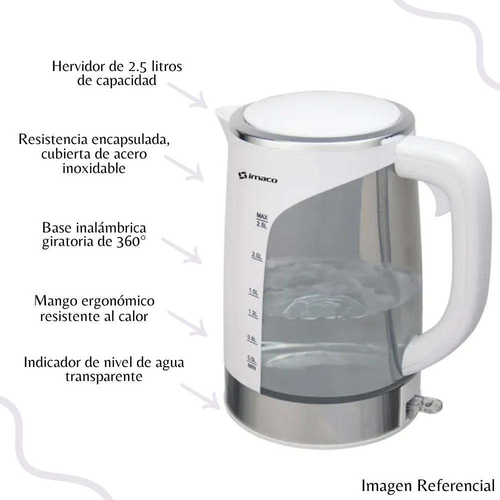 HERVIDOR ELECTRICO IMACO DE 2.5 LT DE 2200W - KE2500 - 2