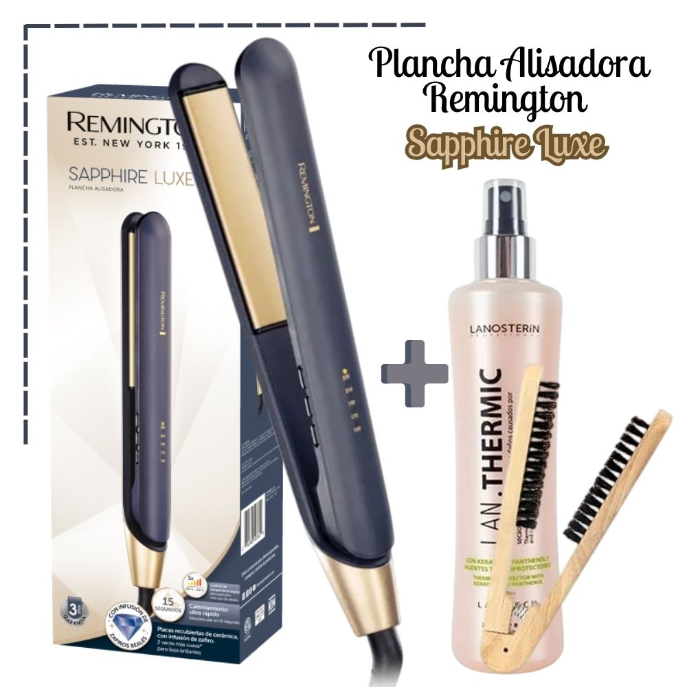 ALISADORA REMINGTON SAPPHIRE LUXE + CEPILLO + TERMO PROTECTOR - S5805 - 1