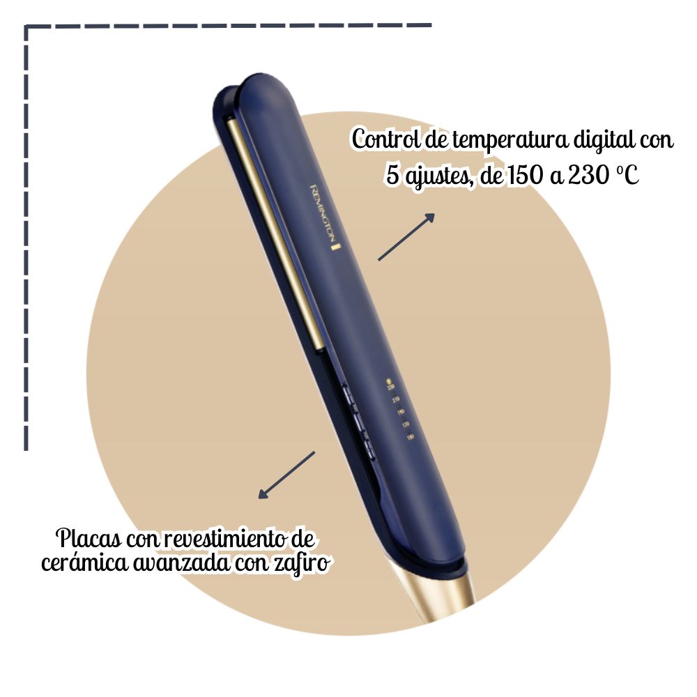 ALISADORA REMINGTON SAPPHIRE LUXE + CEPILLO + TERMO PROTECTOR - S5805 - 7