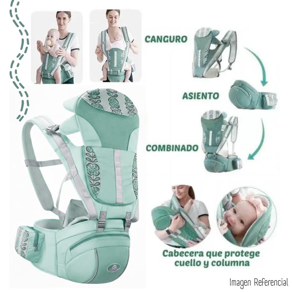 CANGURO ERGONÓMICO PREMIUN PARA BEBÉ - VERDE - 3