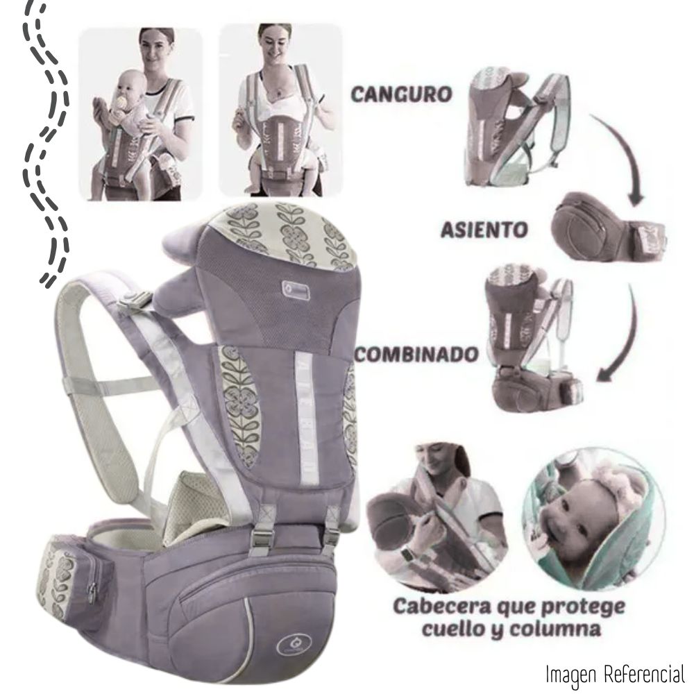 CANGURO ERGONÓMICO PREMIUN PARA BEBÉ -GRIS - 3