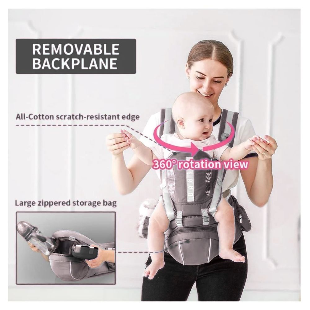 CANGURO ERGONÓMICO PREMIUN PARA BEBÉ -GRIS - 4