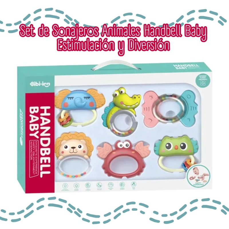SET DE 6 SONAJEROS ANIMALES HANDBELL BABY - 1