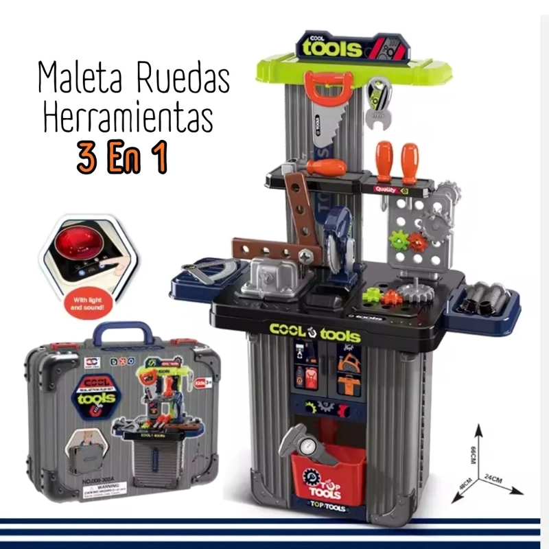 JUGUETE KIT DE HERRAMIENTAS PARA NIÑOS MALETA RUEDAS - 1