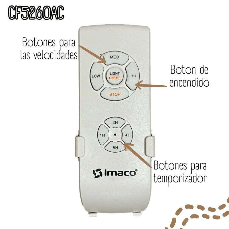VENTILADOR DE TECHO 52 CON LUZ Y CONTROL REMOTO IMACO CF5260AC - 3