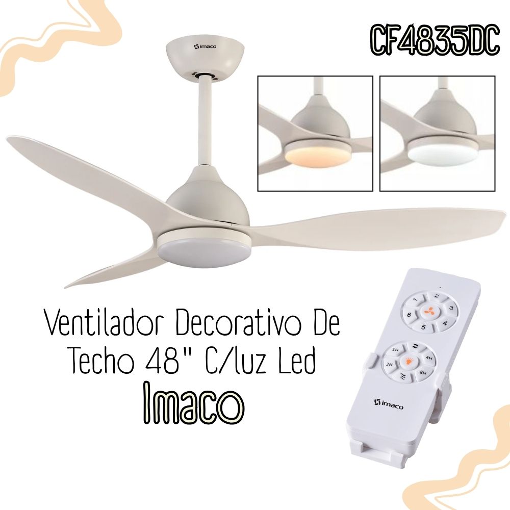 VENTILADOR DE TECHO 48 CON LUZ LED Y CONTROL REMOTO IMACO CF4835DC - 1