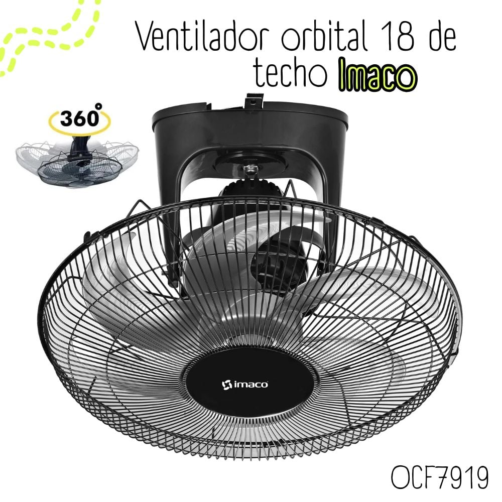 VENTILADOR DE TECHO ORBITAL 360° OCF7919 NEGRO - 1