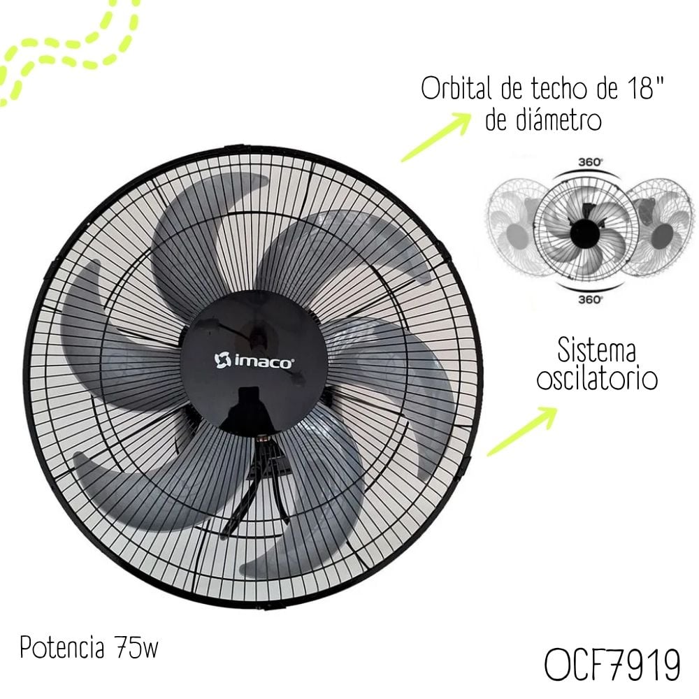 VENTILADOR DE TECHO ORBITAL 360° OCF7919 NEGRO - 4