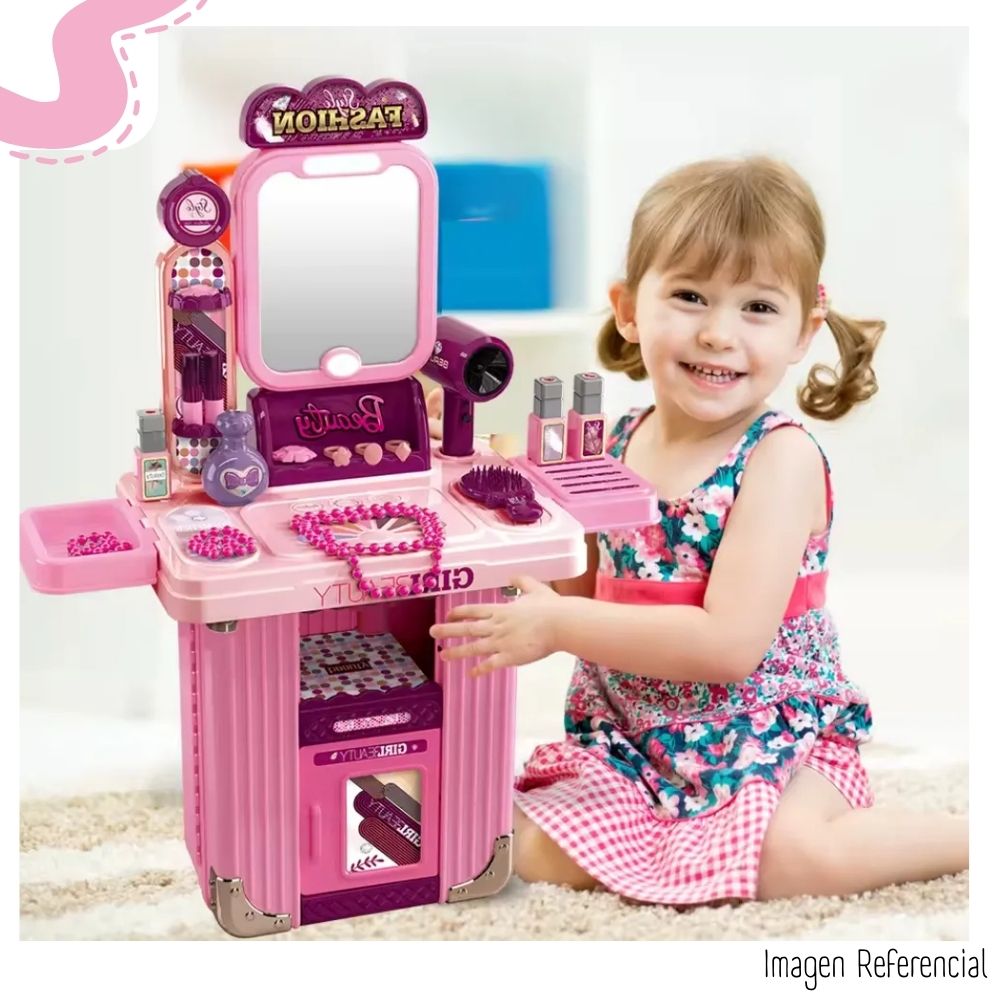 JUEGO MALETA TOCADOR BELLEZA ROSADO 2 EN 1 - 4