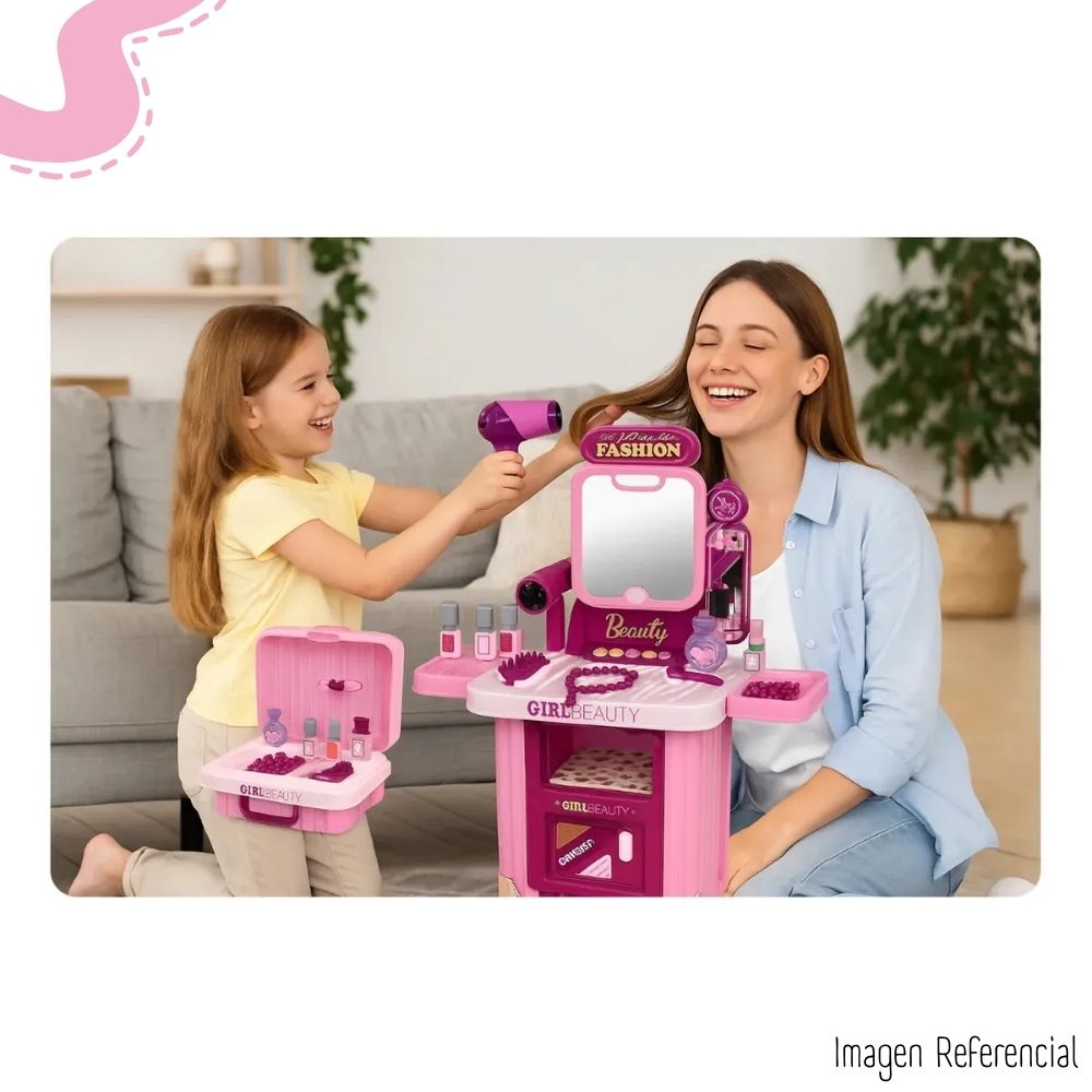 JUEGO MALETA TOCADOR BELLEZA ROSADO 2 EN 1 - 5
