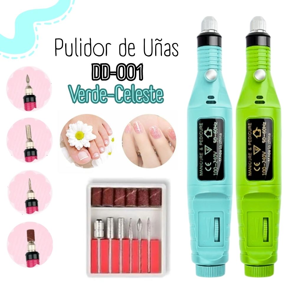 PULIDOR ELÉCTRICO PARA UÑAS - MANICURA PEDICURA VERDE-CELESTE - 1