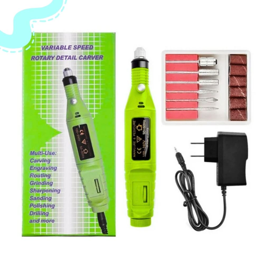PULIDOR ELÉCTRICO PARA UÑAS - MANICURA PEDICURA VERDE-CELESTE - 2