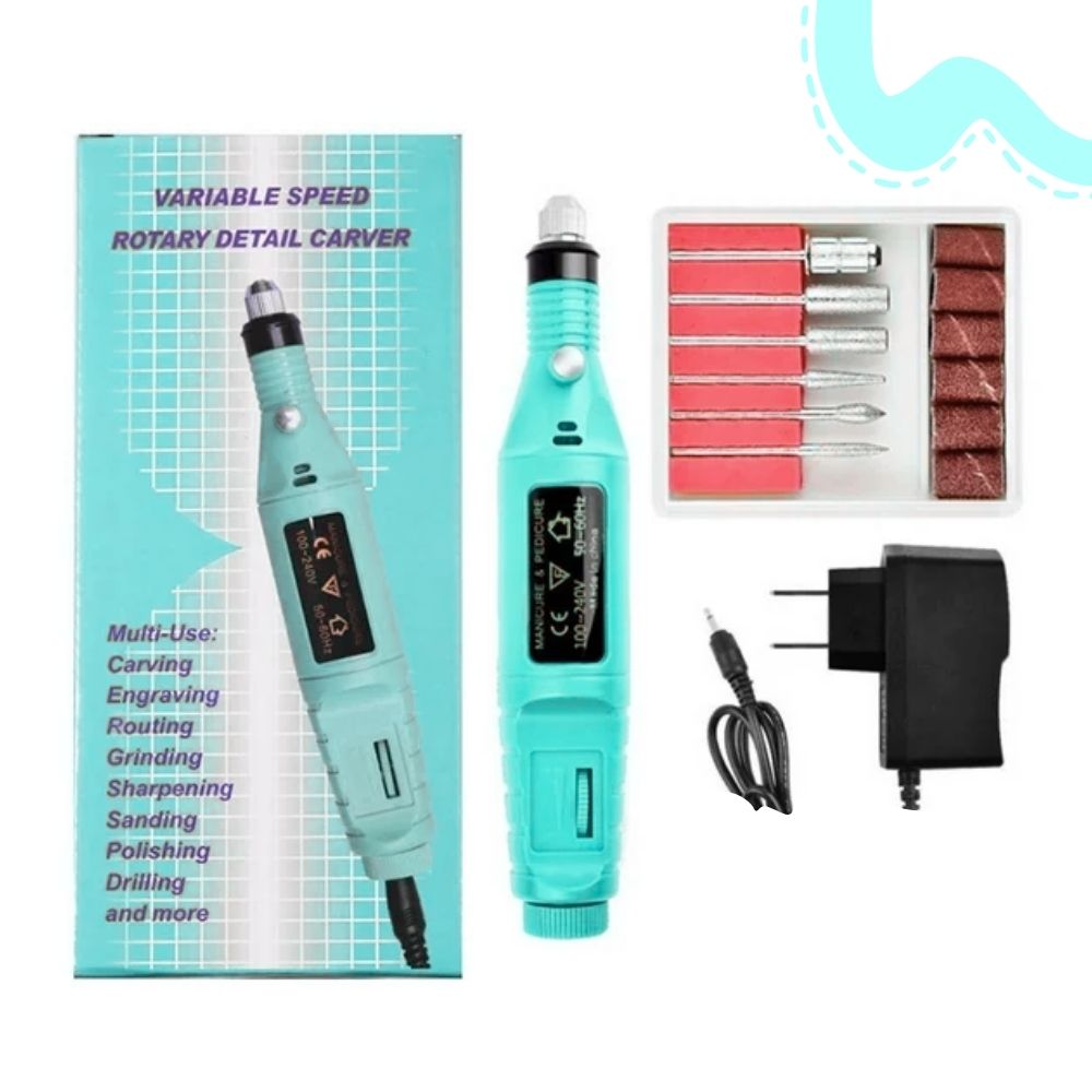 PULIDOR ELÉCTRICO PARA UÑAS - MANICURA PEDICURA VERDE-CELESTE - 3