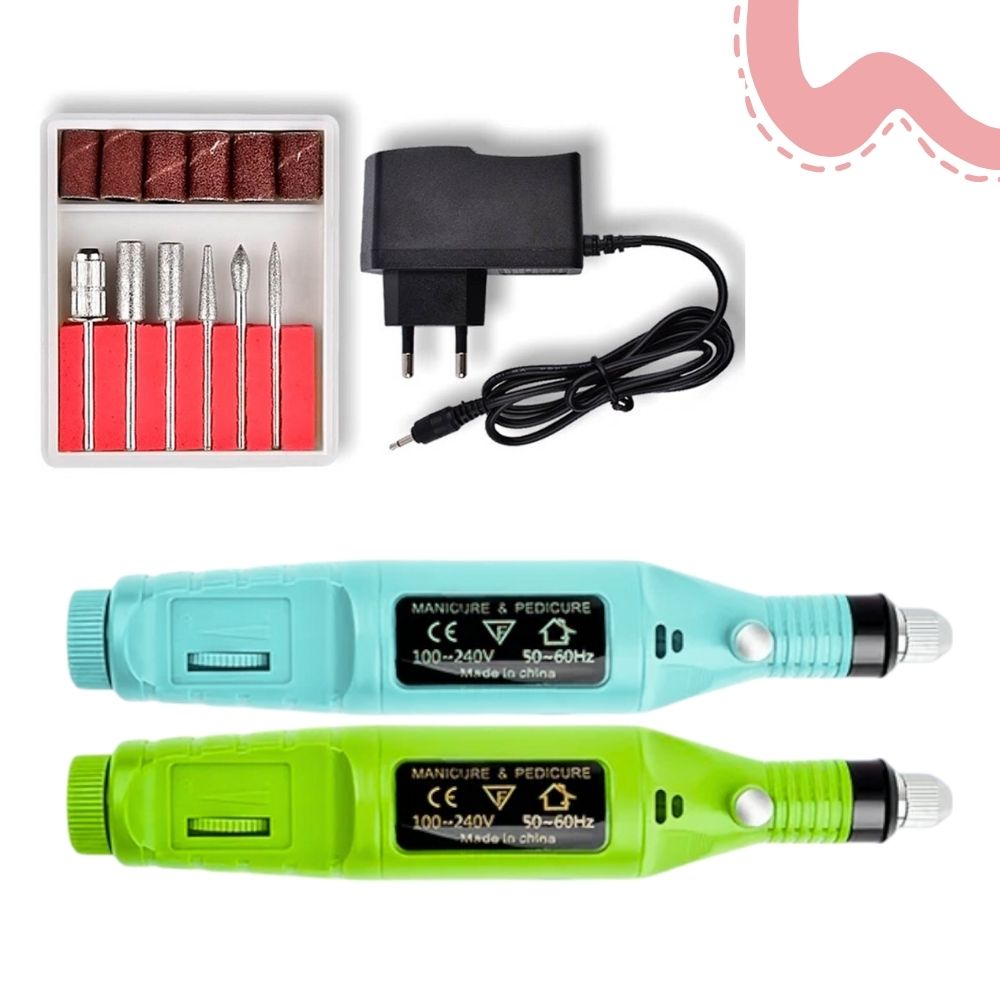 PULIDOR ELÉCTRICO PARA UÑAS - MANICURA PEDICURA VERDE-CELESTE - 4