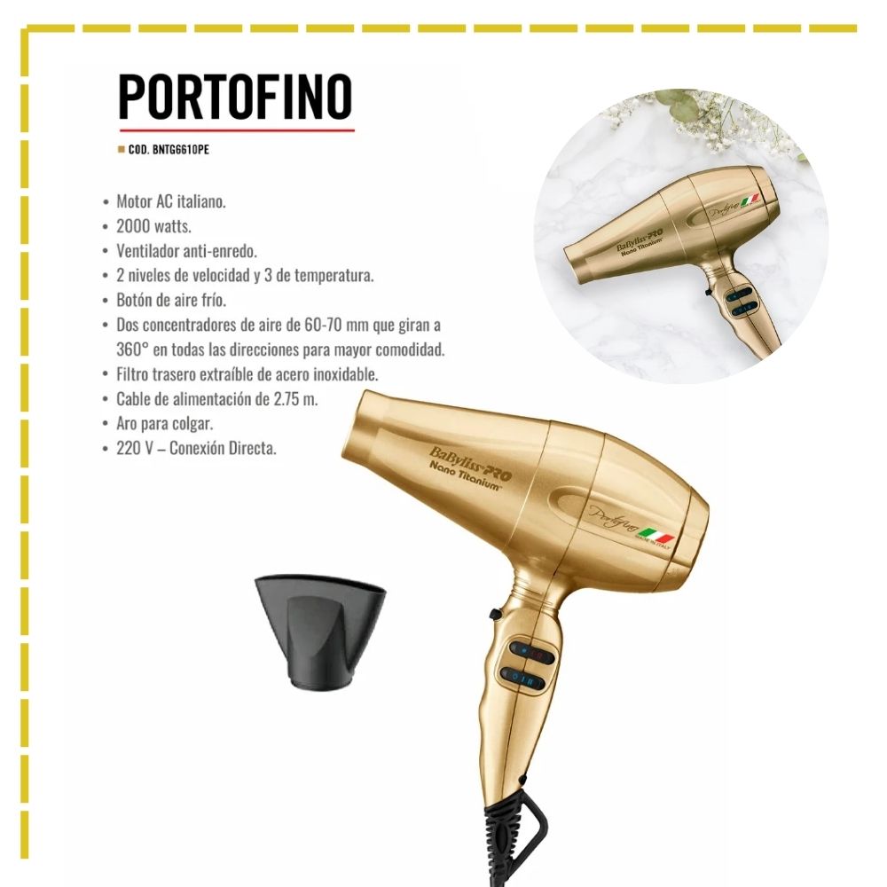 SECADORA PROFESIONAL BABYLISSPRO PORTOFINO DORADO- BNT6610NPE - 4