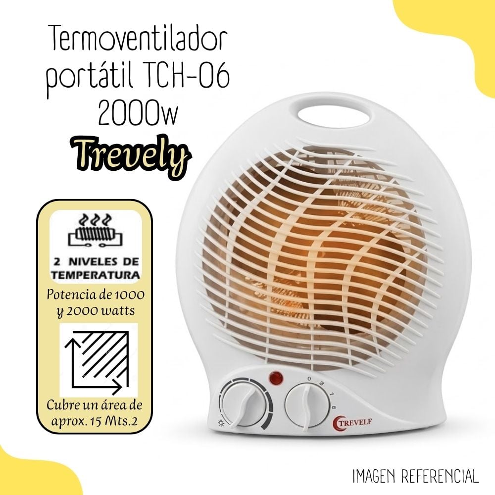 TERMO VENTILADOR PORTÁTIL TREVELY 2000 WATTS  TCH-06 - 1